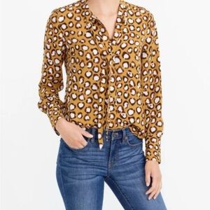 J. Crew Leopard Print Blouse in Brown and White